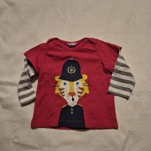 Baby Boden boys 6-12 months long sleeve applique tiger bobby shirt GUC
